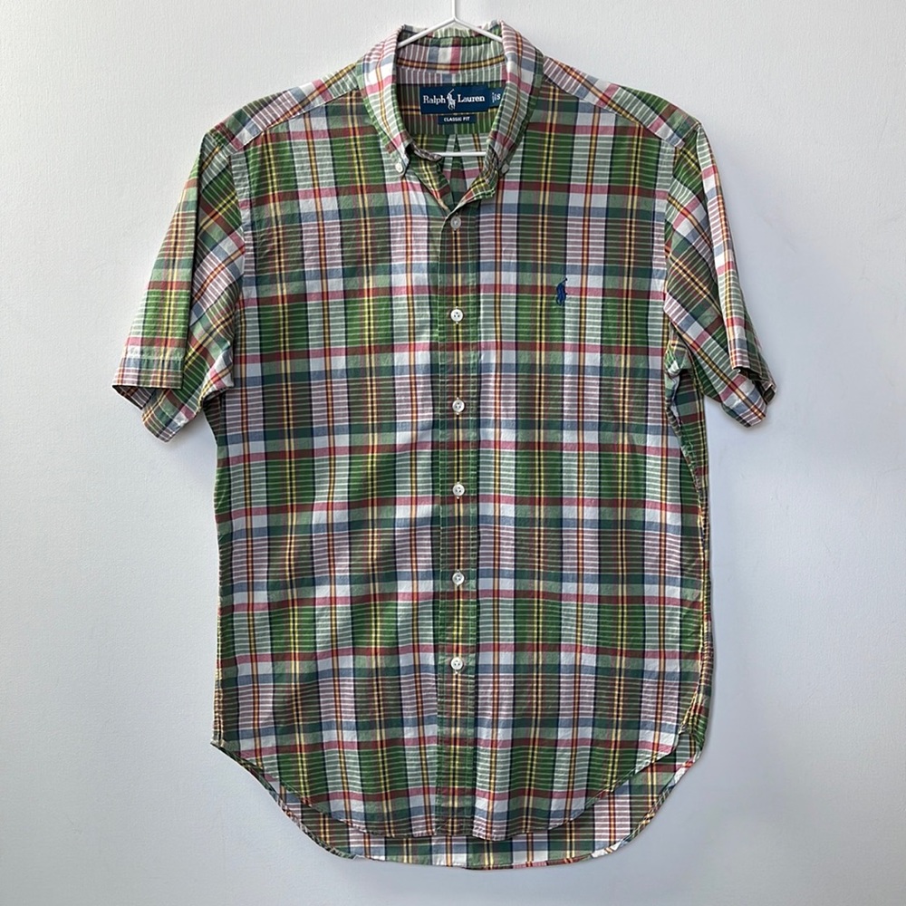 Ralph Lauren Men’s Button Up T-Shirt | multi color | size small